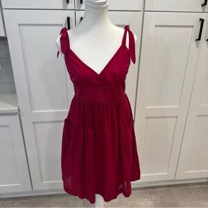 American Eagle Tie-Shoulder V-Neck Sundress in Deep Berry lined cotton size 6